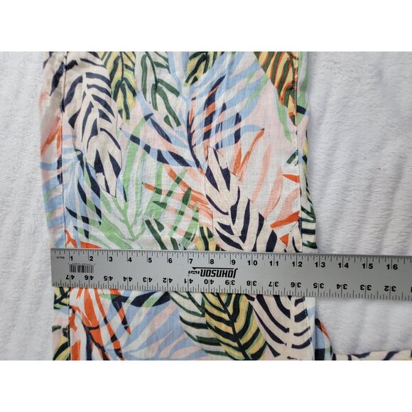 Tahari Womens Tropical Leaf Print Linen Wide-Leg Crop Pants Womens Medium Summer - Picture 8 of 10